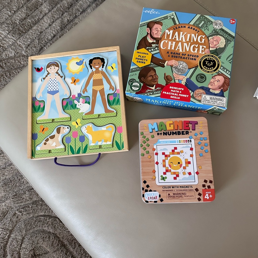 Making Change Game, Magnet Number, and Magnetic Dress-Up Play Set
